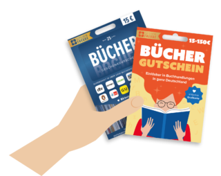 Hand hält zwei Büchergutscheine