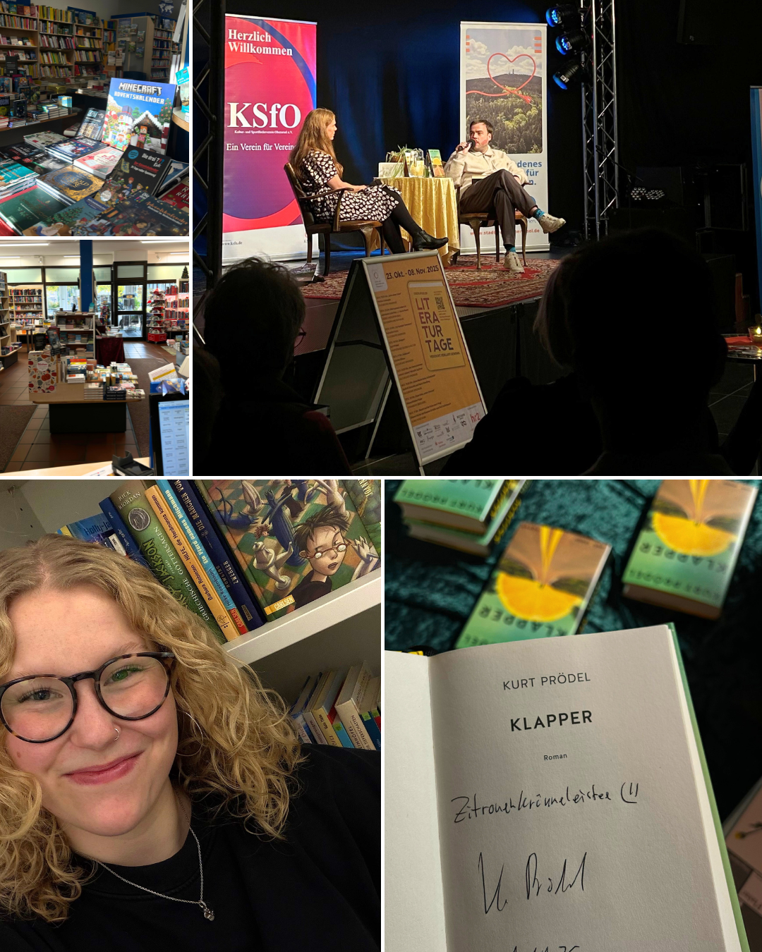 Collage mit Impressionen aus der Buchhandlung Libra