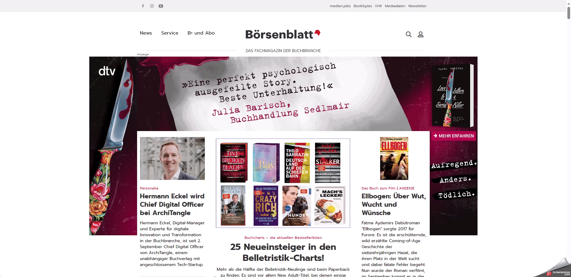Beispiel für ein animiertes Billboard-Banner von dtv