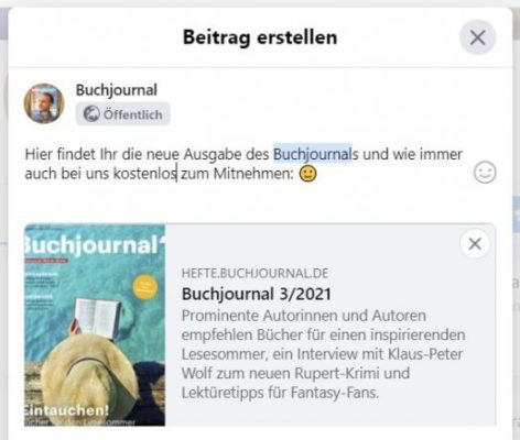 Das Buchjournal Livebook auf Facebook