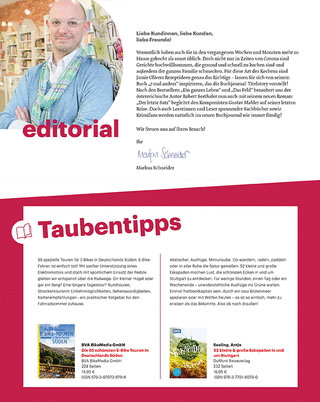 Animation mit wechselnden Beispielen von verschiedenen Buchhandlungen für eine individualisierte Umschlagseite 2 des Buchjournals.