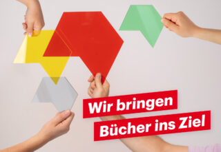 MVB-Grafik auf der "Wir bringen Bücher ans Ziel" steht.
