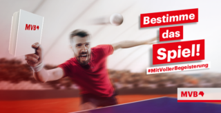 MVB Banner mit Text: Bestimme das Spiel!