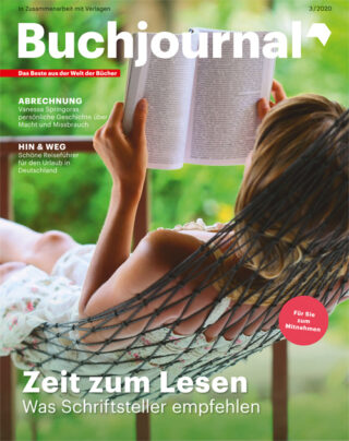 Cover vom Buchjournal mit dem Foto einer lesender Frau, die in einer Hängematte liegt
